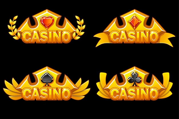 Golden crown with poker symbols. Casino awards icons