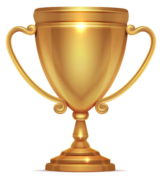 Vector golden cup realistic metal goblet winner award