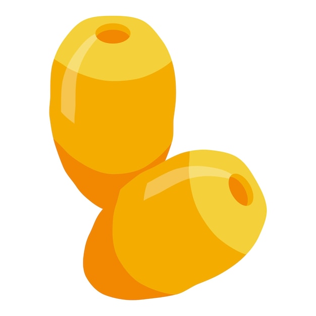 Vector golden date fruit icon isometric vector food palm sweet dry