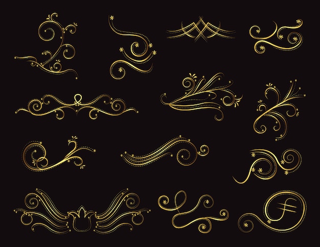 Vector golden decorative elements