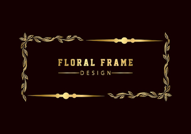 Golden decorative floral luxury framefloral retro pattern