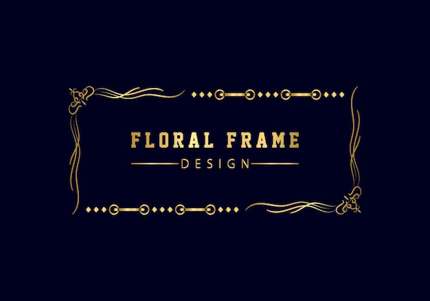 Golden decorative floral luxury framefloral retro pattern