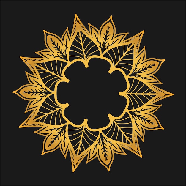 Золотой декоративный цветок на черном фоне