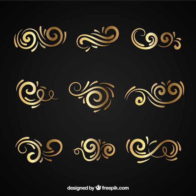 Vector golden decorative ornaments