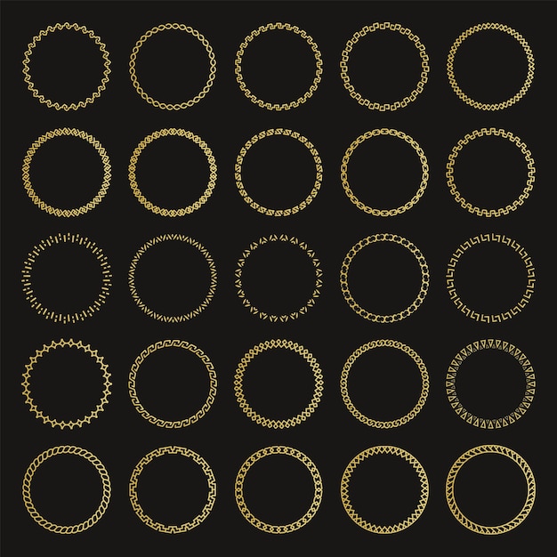 Вектор Коллекция золотых декоративных круглых рамок