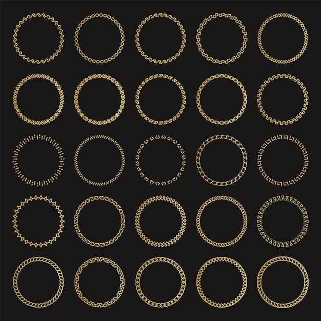 Vector golden decorative round frames collection