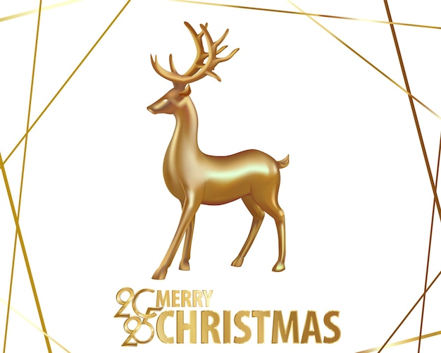 Golden deer d decoration for christmas and new year design vector illustration eps