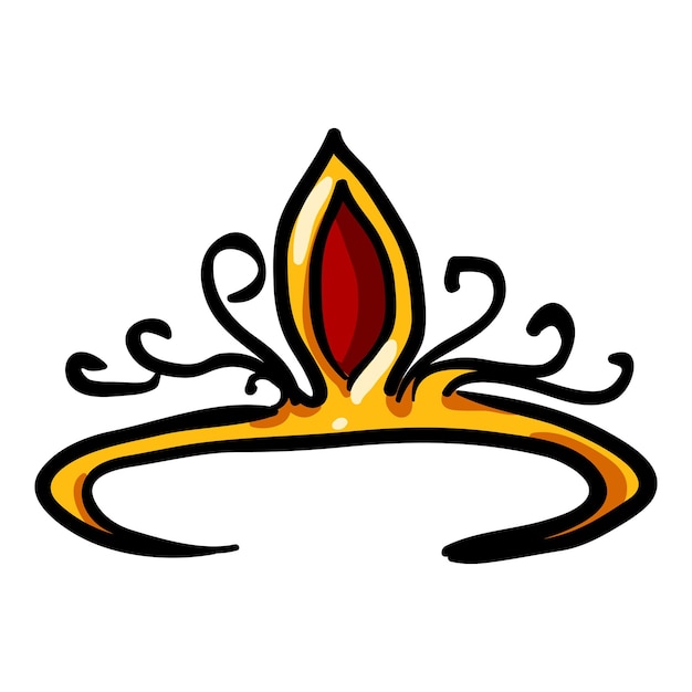 Vector golden diadem hand drawn doodle icon