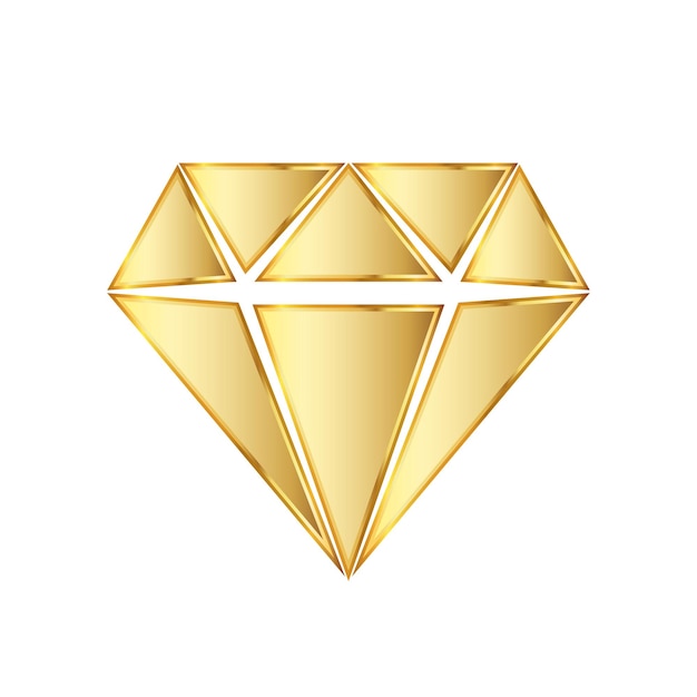 Golden diamond icon. Vector illustration. Golden diamond symbol on white background.
