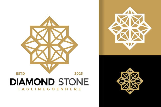 Golden diamond jewelry logo design vector symbol icon illustration