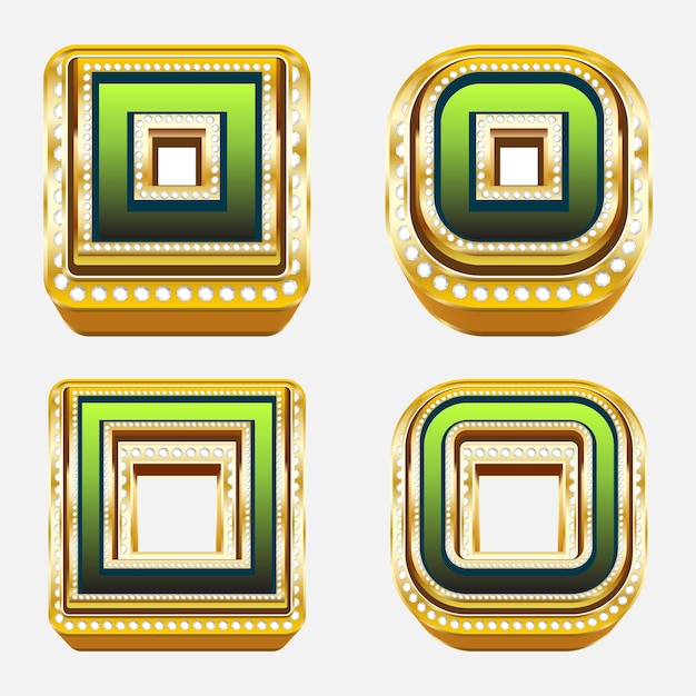 Golden diamond square border frame vector illustration