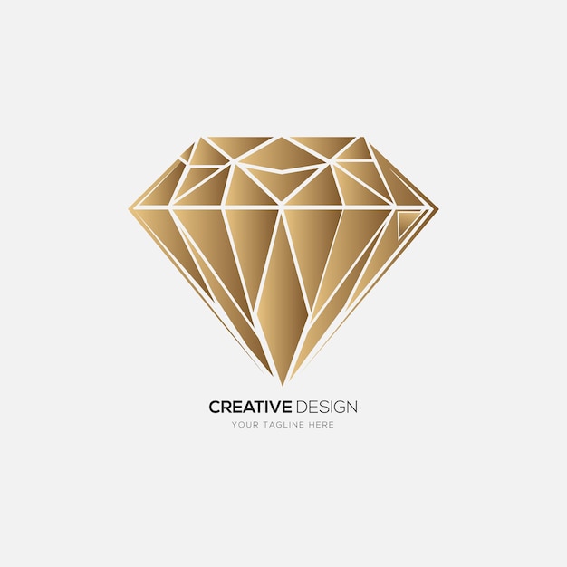 A golden diamond with the words creative design on it