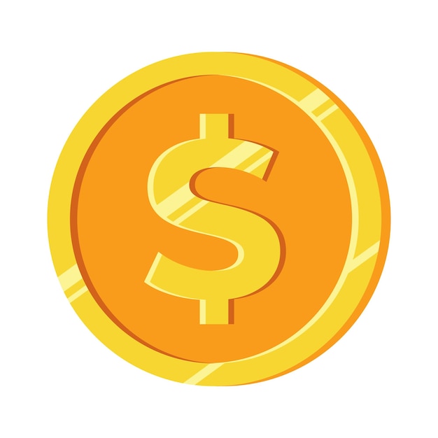 Golden dollar isolated coin icon. Vector illustration.