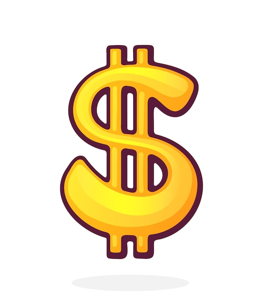 Вектор Знак золотого доллара с двойным горизонтальным штрихом. символ валюты сша. векторная иллюстрация