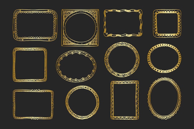 Vector golden doodle style frames border collection