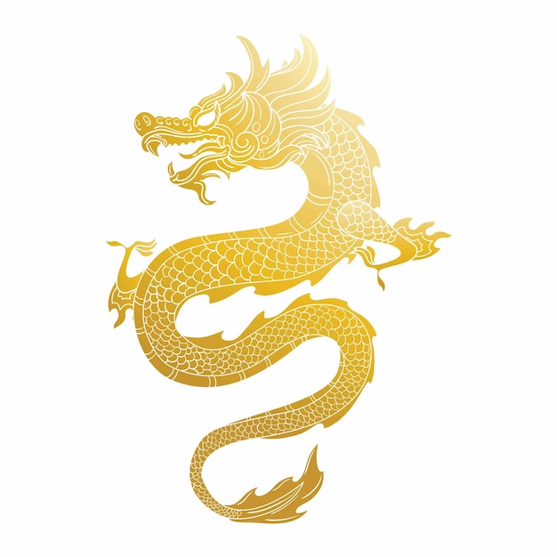 golden dragon fliying with two hands