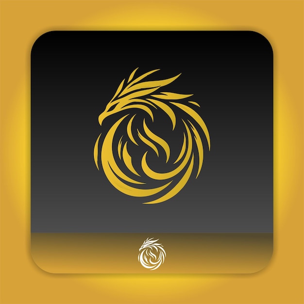 a golden dragon is on a black background with a golden symbol