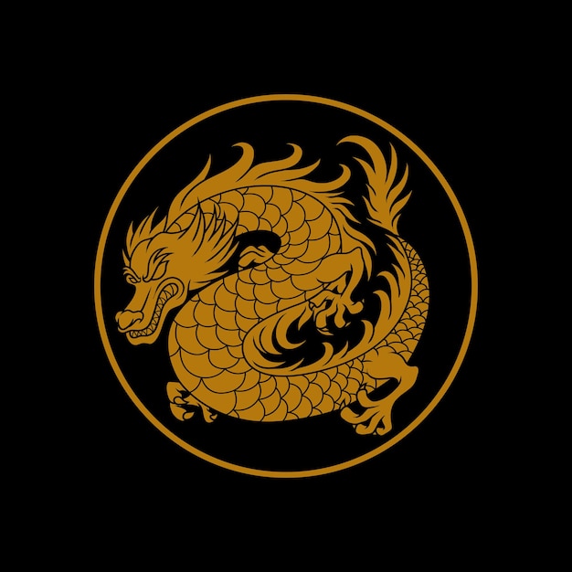 Vettore illustrazione del logo del drago d'oro