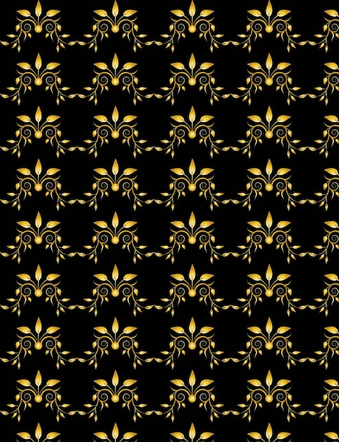 Golden droopy flower branch pattern background design vector on black color