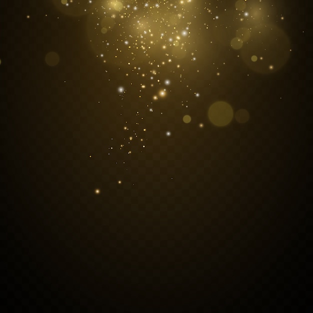 Golden dust, yellow sparks and golden stars shine with a special light. vector sparkles with sparkling magic dust particles.