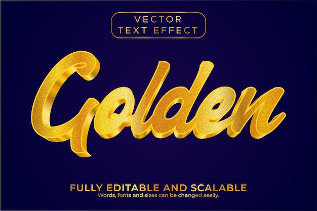 Golden editable text effect, metallic and shiny text effect