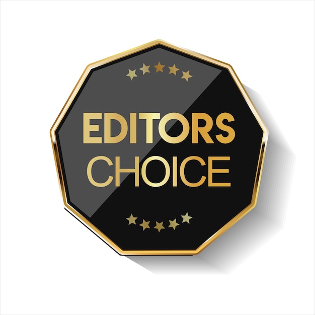 Vector golden editors choice badge on white background