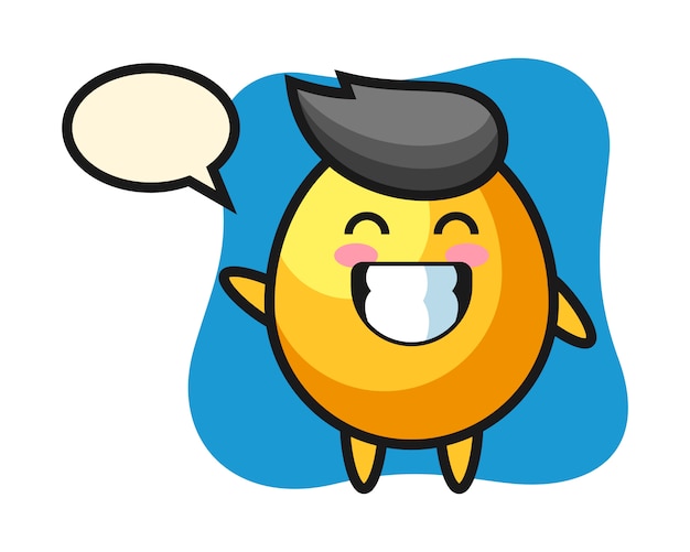 Golden egg cartoon character doing wave hand gesture, cute style design