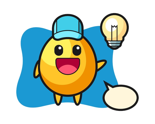 Vector golden egg character cartoon getting the idea, cute style design