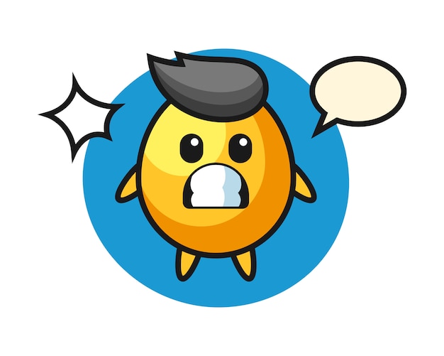 Vector golden egg character cartoon with shocked gesture, cute style design