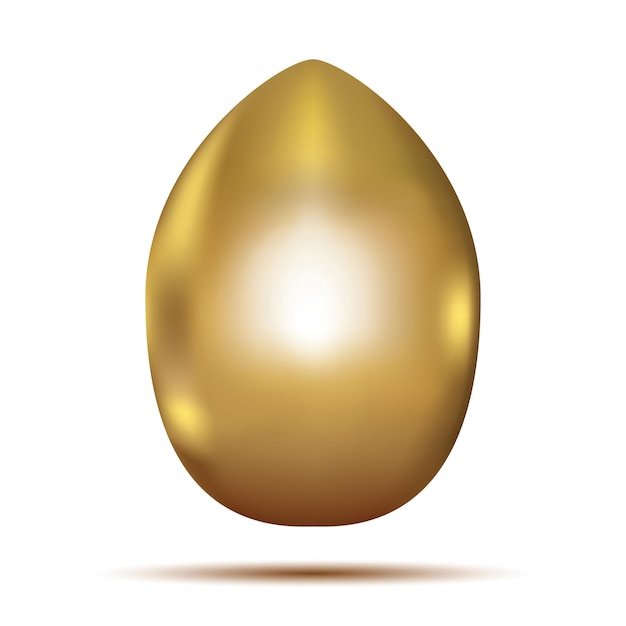 白い背景で隔離の黄金の卵。ベクトルイラスト。イースターの詳細。