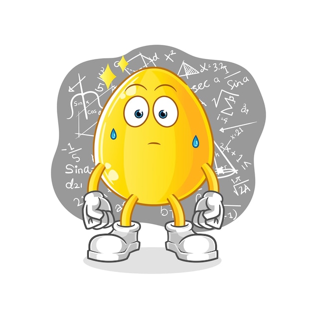 Golden egg thinking hard  . cartoon mascot cartoon mascot mascot