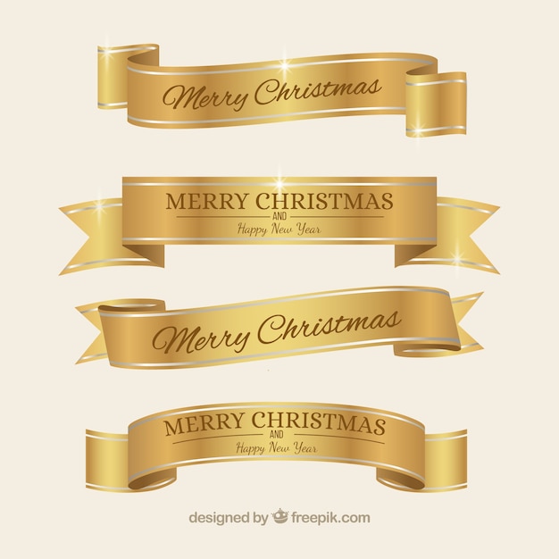 Vector golden elegant christmas ribbons