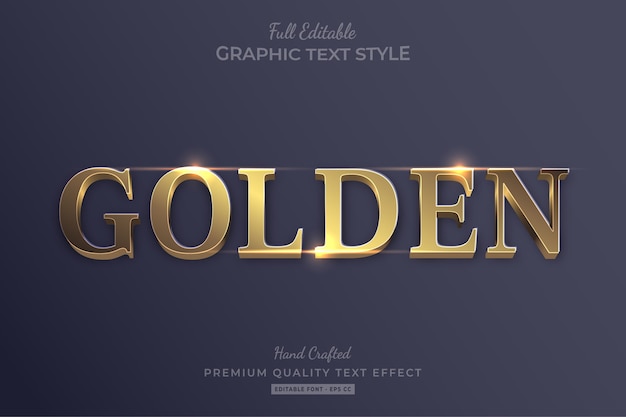 Vector golden elegant editable text effect font style