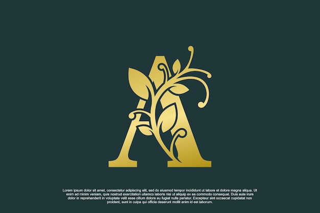 golden elegant logo design with letter a initial concept