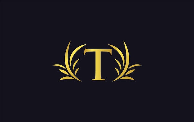 Golden elegant logo letter T