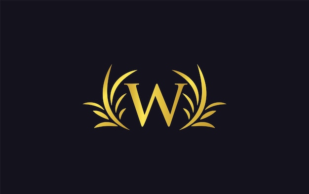 Golden elegant logo letter W