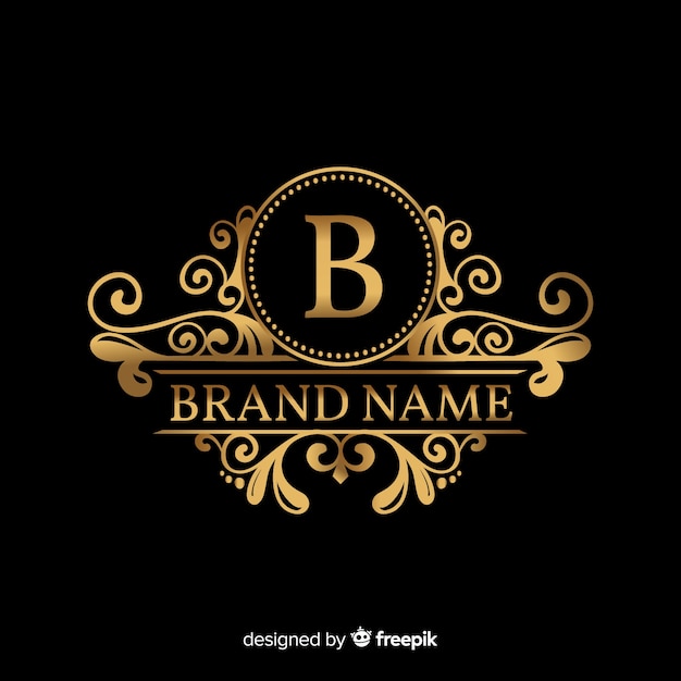 Golden elegant logo template with ornaments