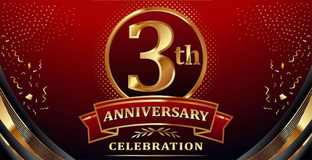 Premium Vector | Golden elements in 3 anniversary background