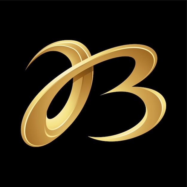 Golden Embossed Curvy Letter B on a Black Background