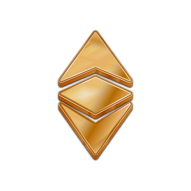 Golden Ethereum classic 3d style vector icon