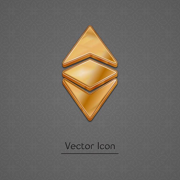 Vector golden ethereum classic 3d style vector icon