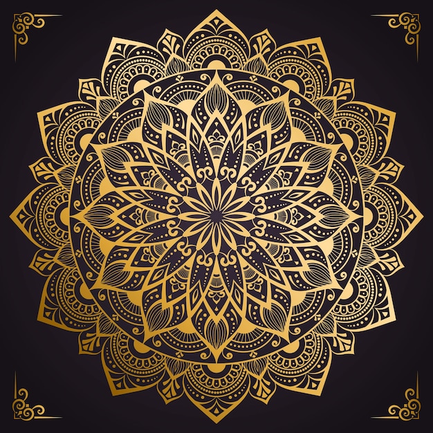 Vector golden ethnic oriental mandala design for wedding invitation card