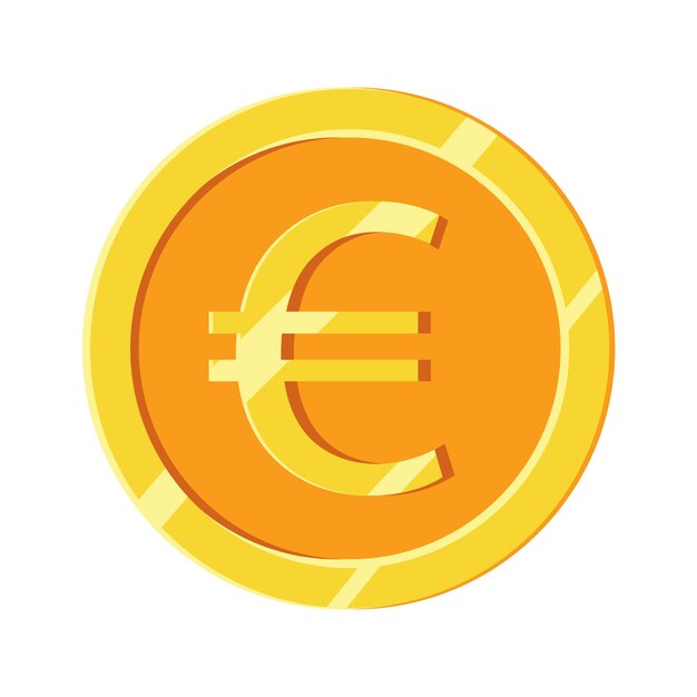 Vector golden euro cent isolated coin icon vector illustration