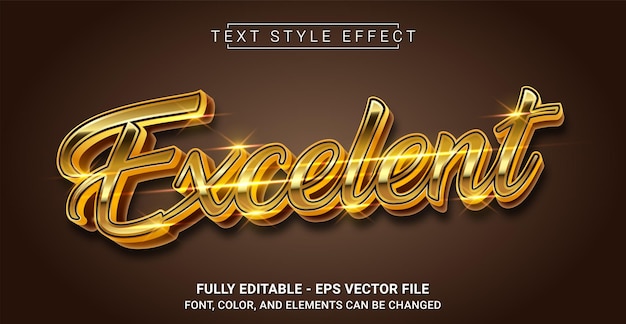 Golden Excelent Text Style Effect Graphic Design Element