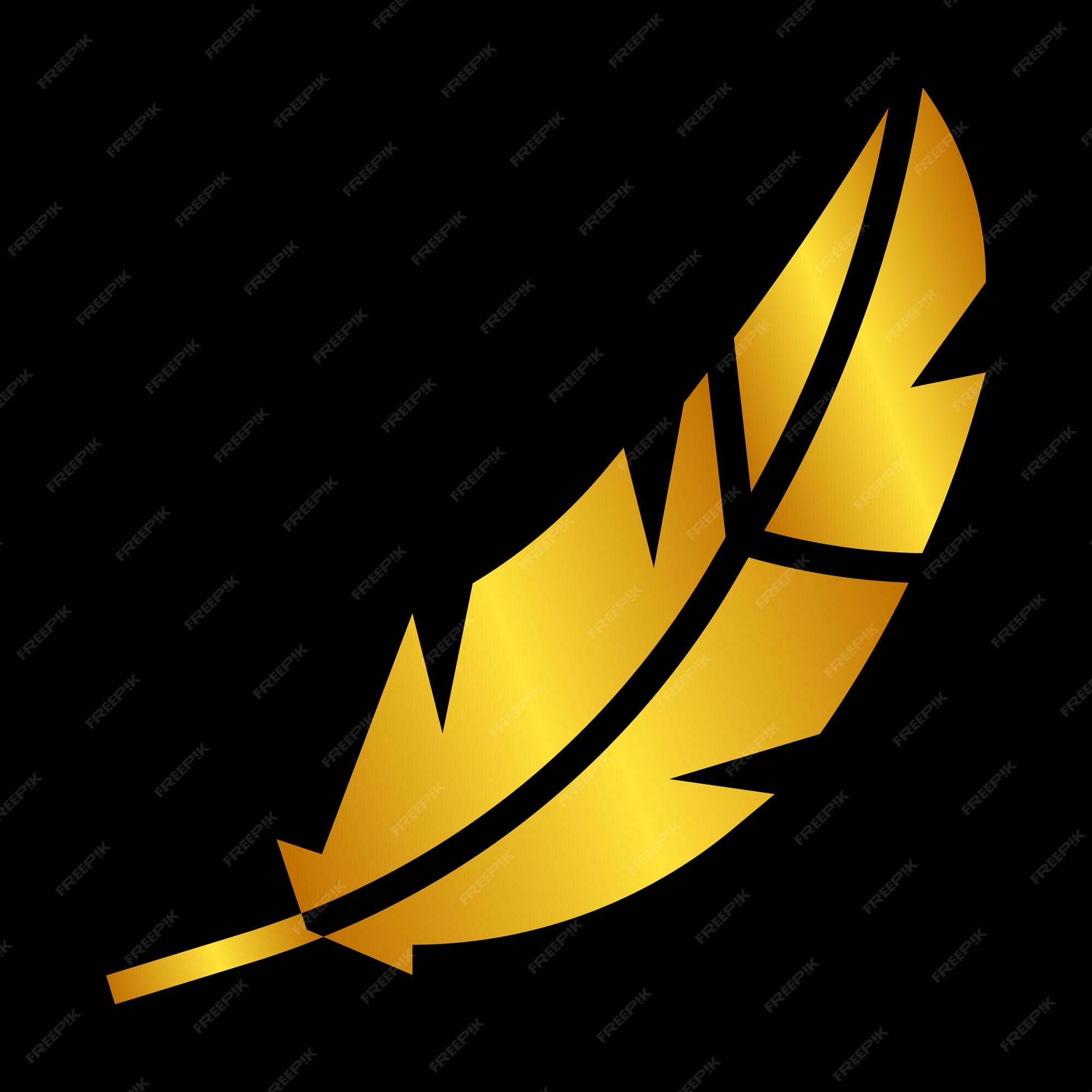 Premium Vector A golden feather with a line through it