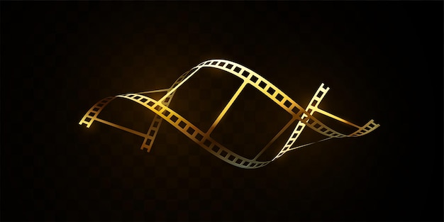 Vector golden film strip isolated on black background