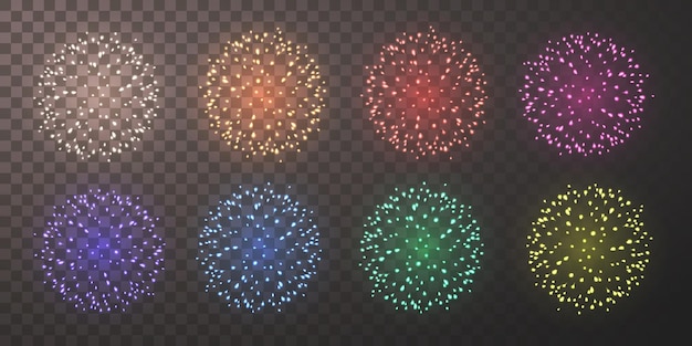 golden fireworks explosion on transparent background new year celebration festival party vector