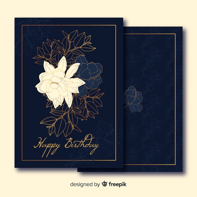 Golden floral cards collection