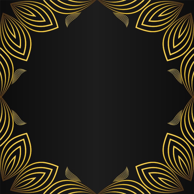 Vector golden floral frame on black background