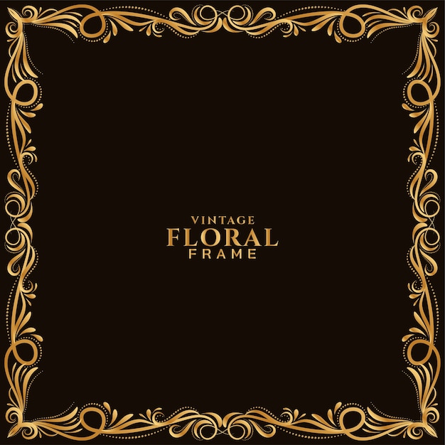 Golden cornice floreale design elegante sfondo vettore